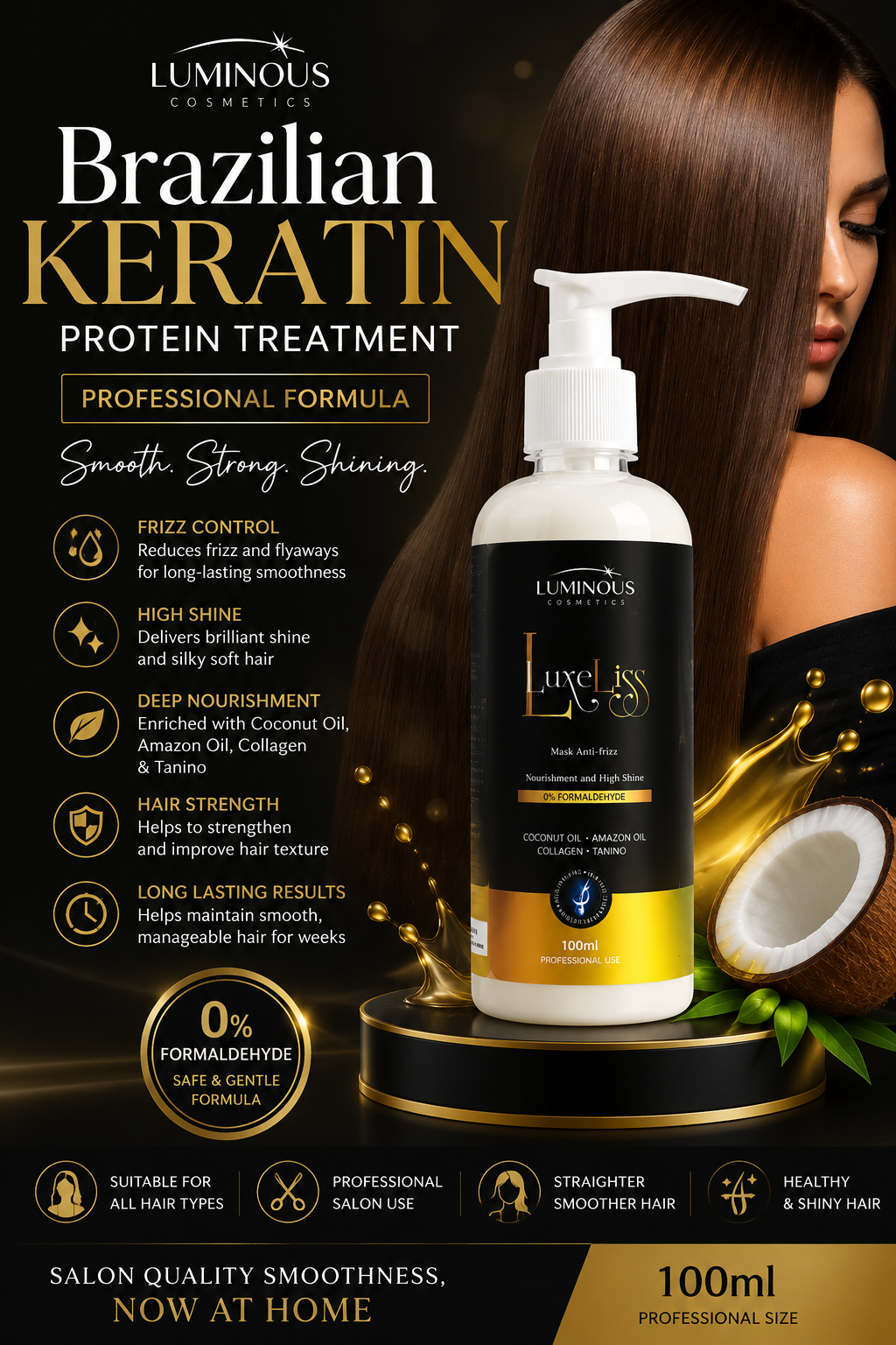 Luminous LuxeLiss Brazilian Keratin Protein Treatment – 100ml