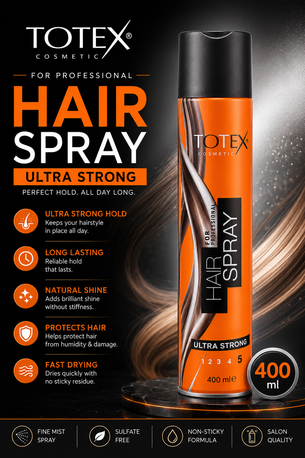 TOTEX Cosmetic Hair Spray Ultra Strong 400ml
